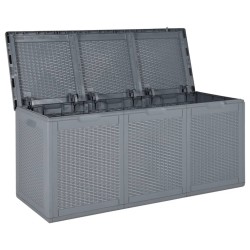 Boîte de rangement de jardin gris PP rotin 270 L 