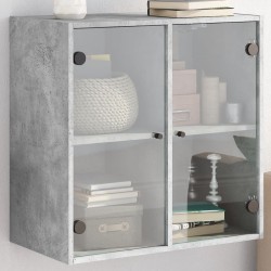 Armoire murale avec portes en verre gris béton 68x37x68,5 cm 