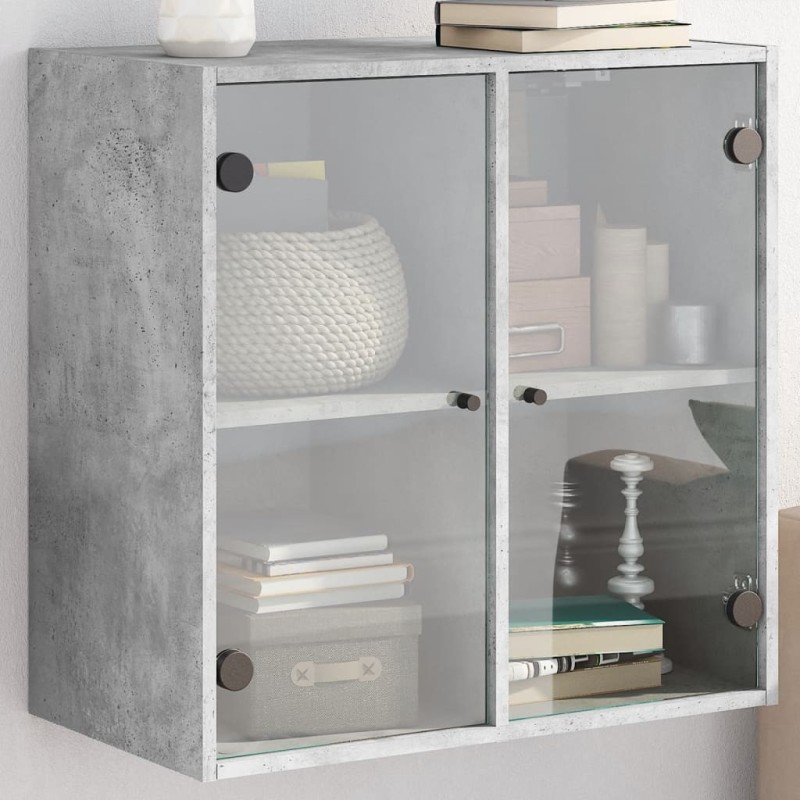 Armoire murale avec portes en verre gris béton 68x37x68,5 cm 