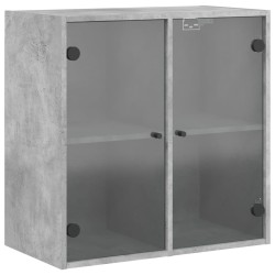 Armoire murale avec portes en verre gris béton 68x37x68,5 cm 