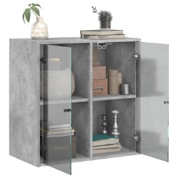 Armoire murale avec portes en verre gris béton 68x37x68,5 cm 