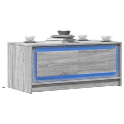 Table basse avec lumières LED sonoma gris bois d'ingénierie 
