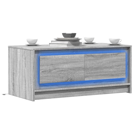 Table basse avec lumières LED sonoma gris bois d'ingénierie 
