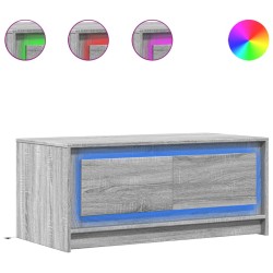 Table basse avec lumières LED sonoma gris bois d'ingénierie 