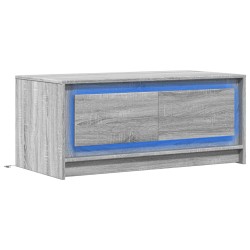Table basse avec lumières LED sonoma gris bois d'ingénierie 