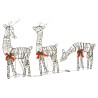 Décoration de Noël famille de rennes 90 LED blanc chaud rotin 