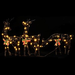 Décoration de Noël famille de rennes 90 LED blanc chaud rotin 