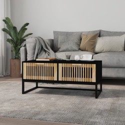 Table basse noir 80x40x35 cm Bois d'ingénierie et fer 