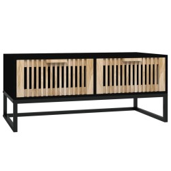 Table basse noir 80x40x35 cm Bois d'ingénierie et fer 