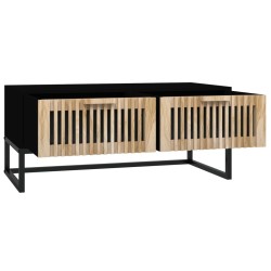 Table basse noir 80x40x35 cm Bois d'ingénierie et fer 