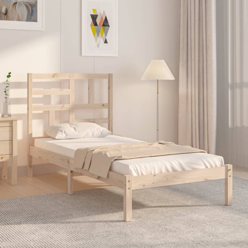 Cadre de lit sans matelas bois massif 75x190 cm 