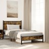 Cadre de lit en métal sans matelas chêne fumé 100x190 cm 