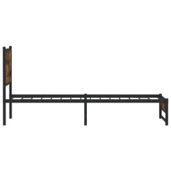 Cadre de lit en métal sans matelas chêne fumé 100x190 cm 