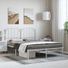 Cadre de lit métal sans matelas et tête de lit blanc 135x190 cm 