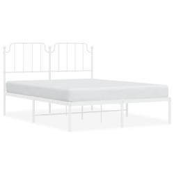 Cadre de lit métal sans matelas et tête de lit blanc 135x190 cm 