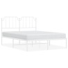 Cadre de lit métal sans matelas et tête de lit blanc 135x190 cm 
