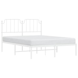 Cadre de lit métal sans matelas et tête de lit blanc 135x190 cm 