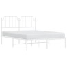 Cadre de lit métal sans matelas et tête de lit blanc 135x190 cm 
