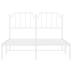 Cadre de lit métal sans matelas et tête de lit blanc 135x190 cm 