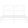 Cadre de lit métal sans matelas et tête de lit blanc 135x190 cm 