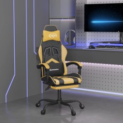 Chaise de jeu avec repose-pied Noir et doré Similicuir 