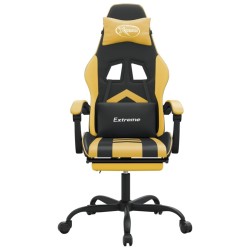 Chaise de jeu avec repose-pied Noir et doré Similicuir 