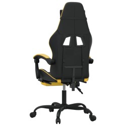 Chaise de jeu avec repose-pied Noir et doré Similicuir 