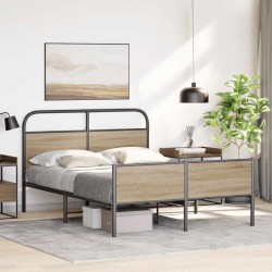 Cadre de lit sans matelas 135x190 cm chêne sonoma 