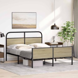Cadre de lit sans matelas 135x190 cm chêne sonoma 