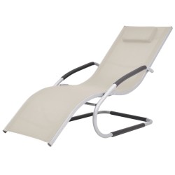 Chaise longue avec oreiller Aluminium et textilène Crème 