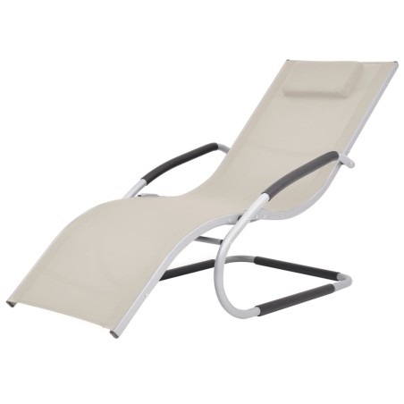 Chaise longue avec oreiller Aluminium et textilène Crème 