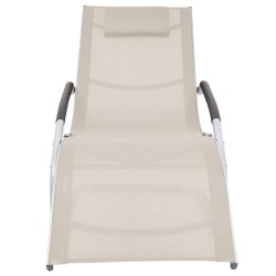 Chaise longue avec oreiller Aluminium et textilène Crème 