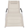 Chaise longue avec oreiller Aluminium et textilène Crème 