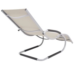 Chaise longue avec oreiller Aluminium et textilène Crème 