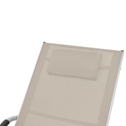 Chaise longue avec oreiller Aluminium et textilène Crème 