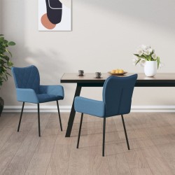 Chaises à manger lot de 2 bleu tissu 