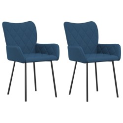 Chaises à manger lot de 2 bleu tissu 