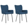 Chaises à manger lot de 2 bleu tissu 
