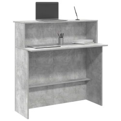 Bureau de réception gris béton 100x50x103,5cm bois d'ingénierie 