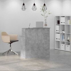 Bureau de réception gris béton 100x50x103,5cm bois d'ingénierie 