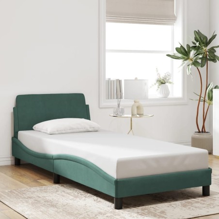 Cadre de lit sans matelas vert foncé 80x200 cm velours 