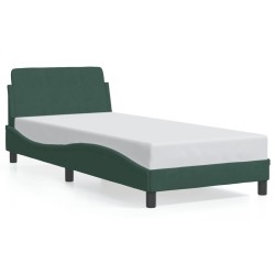 Cadre de lit sans matelas vert foncé 80x200 cm velours 
