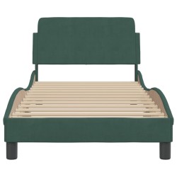 Cadre de lit sans matelas vert foncé 80x200 cm velours 