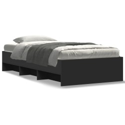Cadre de lit sans matelas noir 75x190 cm bois ingénierie 