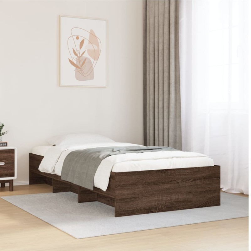Cadre de lit sans matelas chêne marron 75x190cm bois ingénierie 