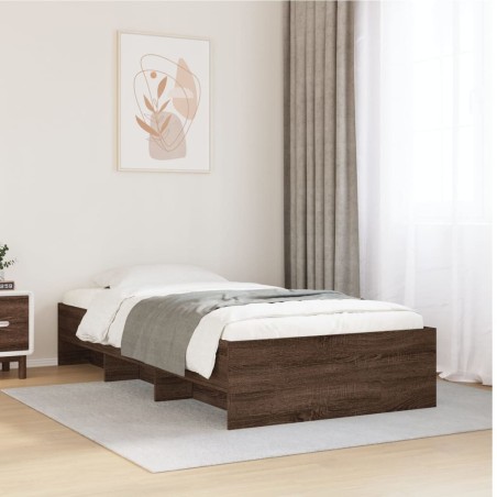 Cadre de lit sans matelas chêne marron 75x190cm bois ingénierie 