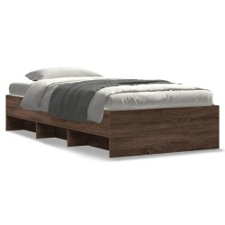 Cadre de lit sans matelas chêne marron 75x190cm bois ingénierie 