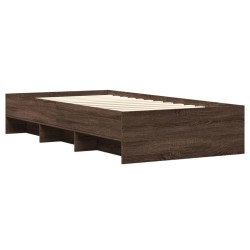 Cadre de lit sans matelas chêne marron 75x190cm bois ingénierie 