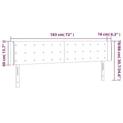 Tête de lit à LED Marron foncé 183x16x78/88 cm Tissu 