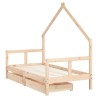 Cadre de lit pour enfant et tiroirs 80x160cm bois de pin massif 